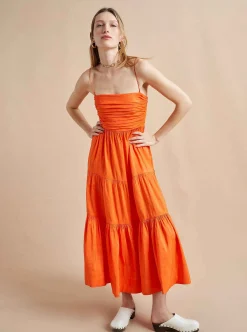 La Ligne Sleeveless Sofia Dress Tangerine Fashion