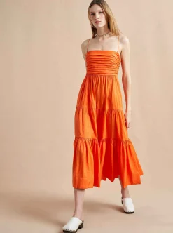 La Ligne Sleeveless Sofia Dress Tangerine Fashion