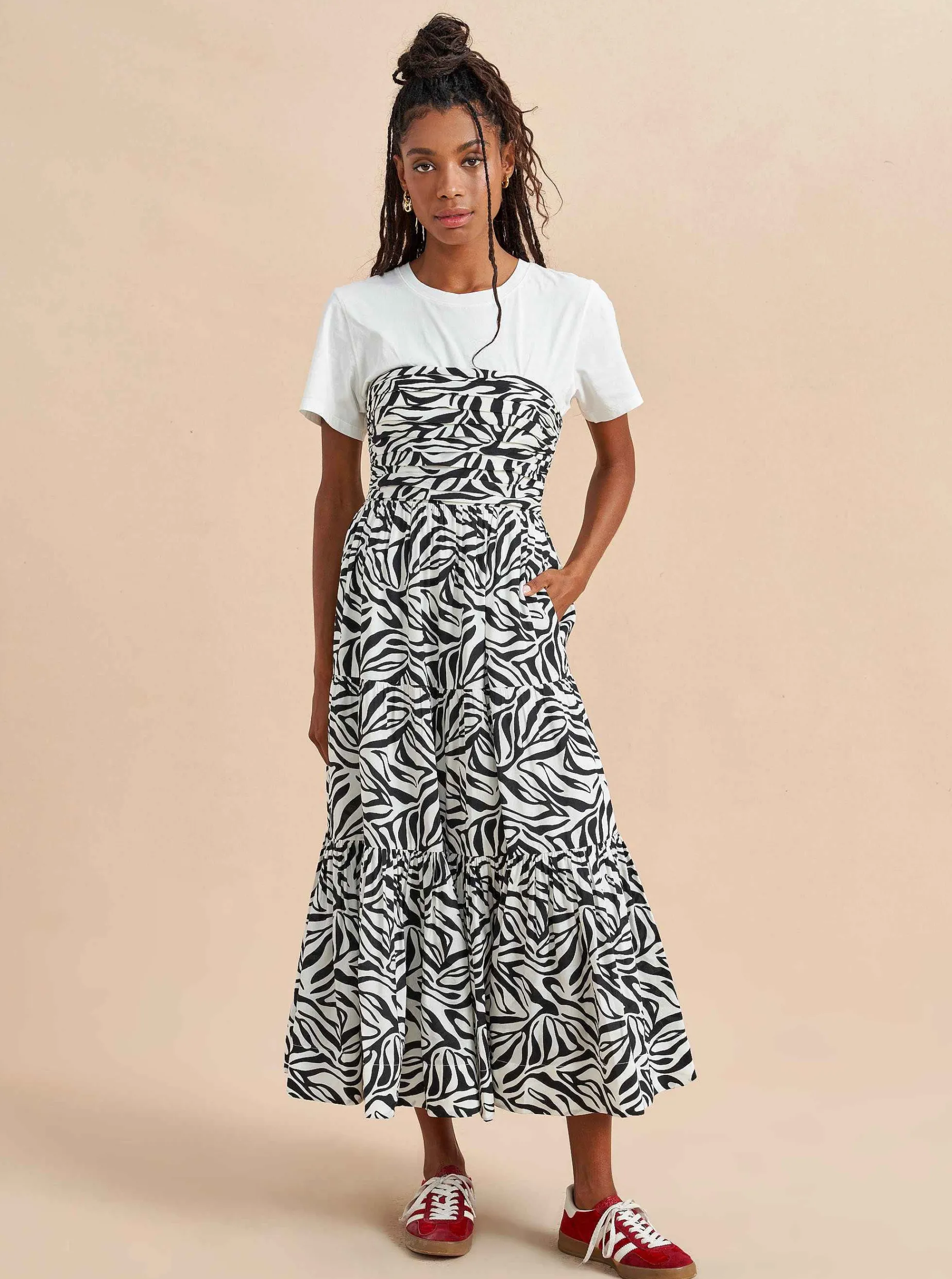 La Ligne Sleeveless Sofia Dress Ivory/Black New