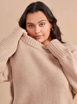 La Ligne Solid Marin Sweater Tan Melange Discount