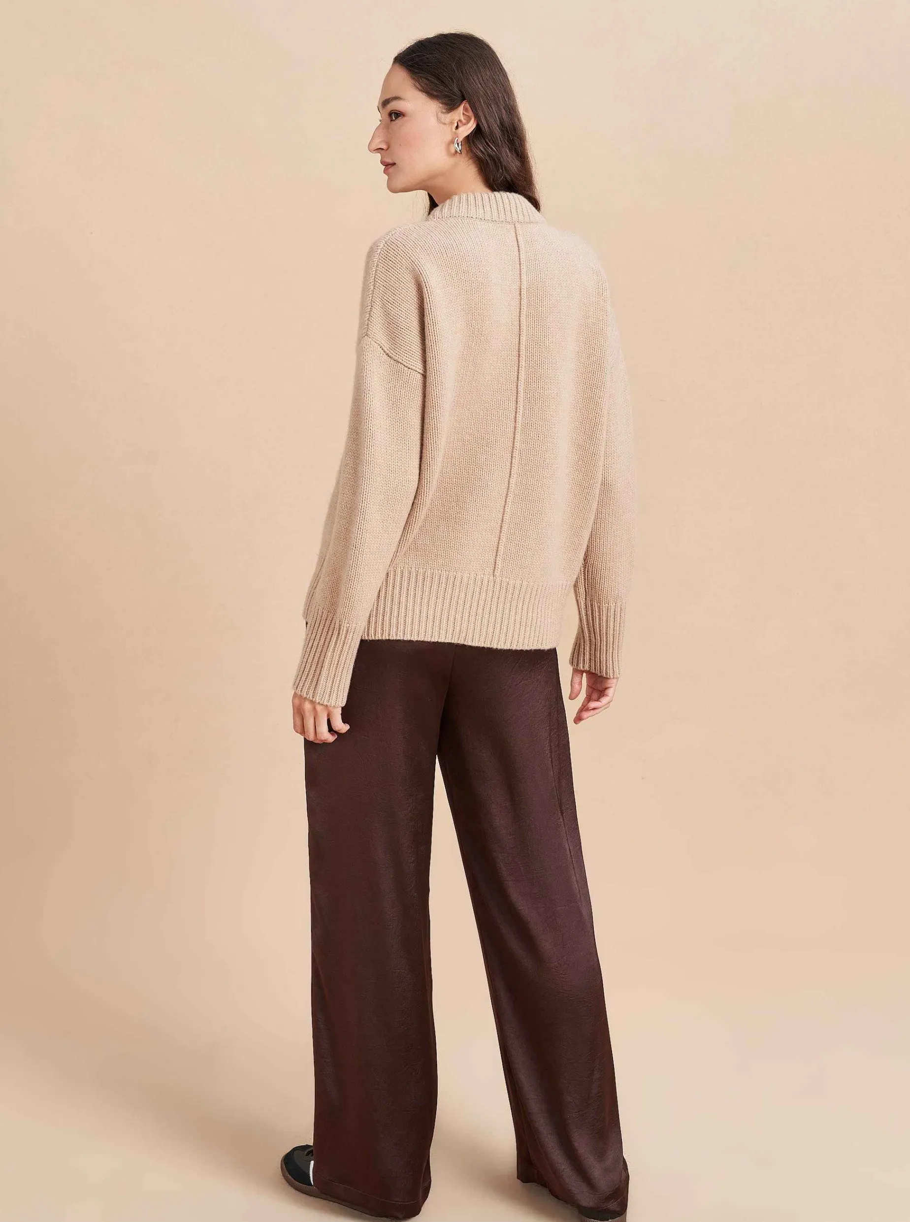 La Ligne Solid Marin Sweater Tan Melange Discount