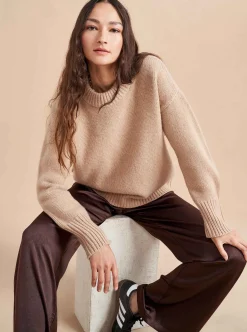 La Ligne Solid Marin Sweater Tan Melange Discount