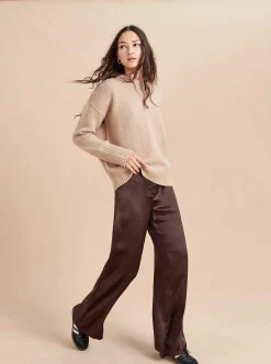 La Ligne Solid Marin Sweater Tan Melange Discount