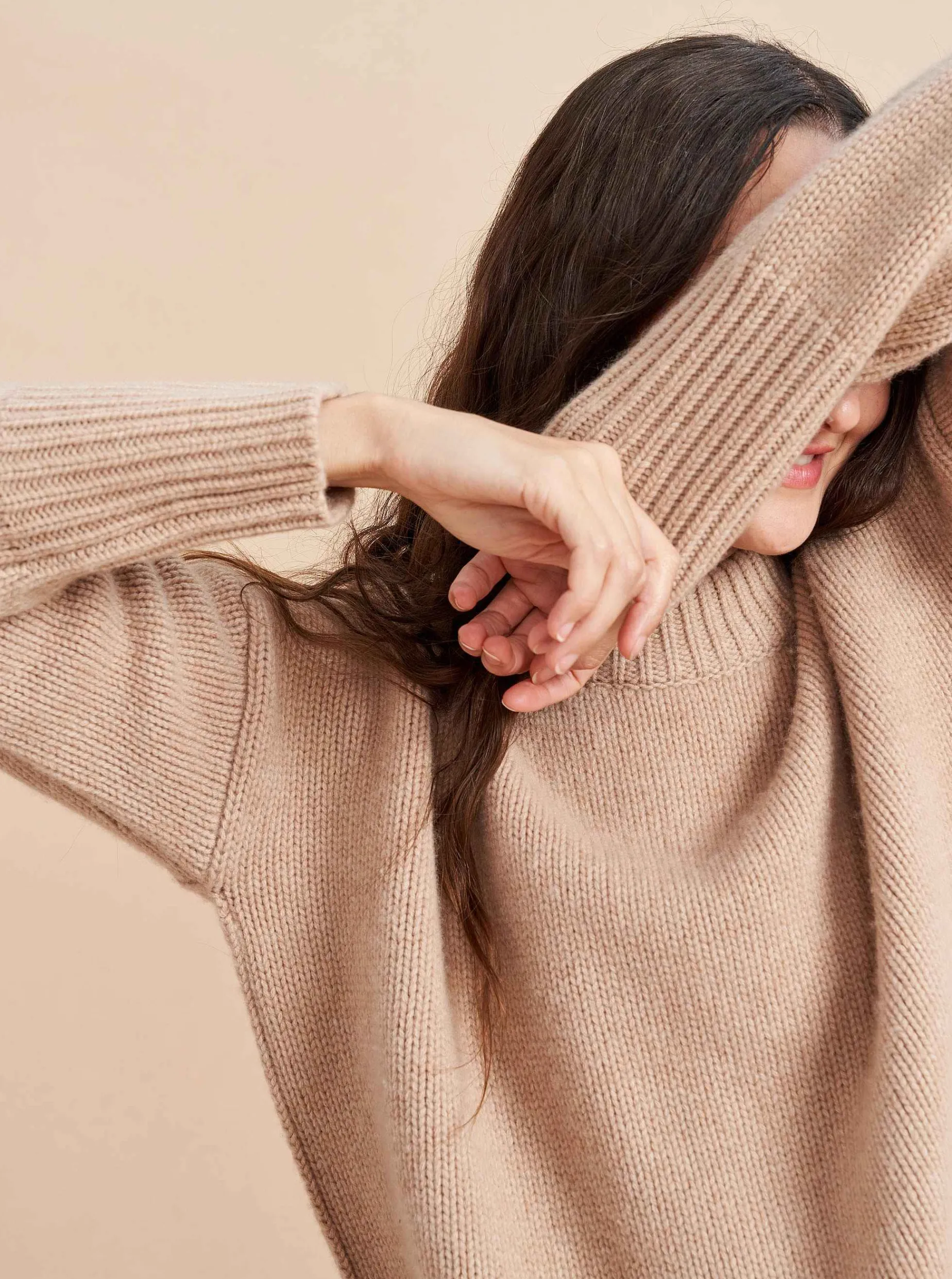 La Ligne Solid Marin Sweater Tan Melange Discount