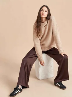 La Ligne Solid Marin Sweater Tan Melange Discount