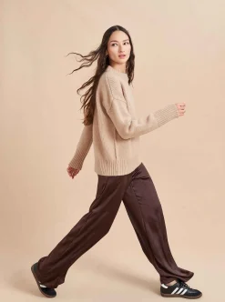 La Ligne Solid Marin Sweater Tan Melange Discount