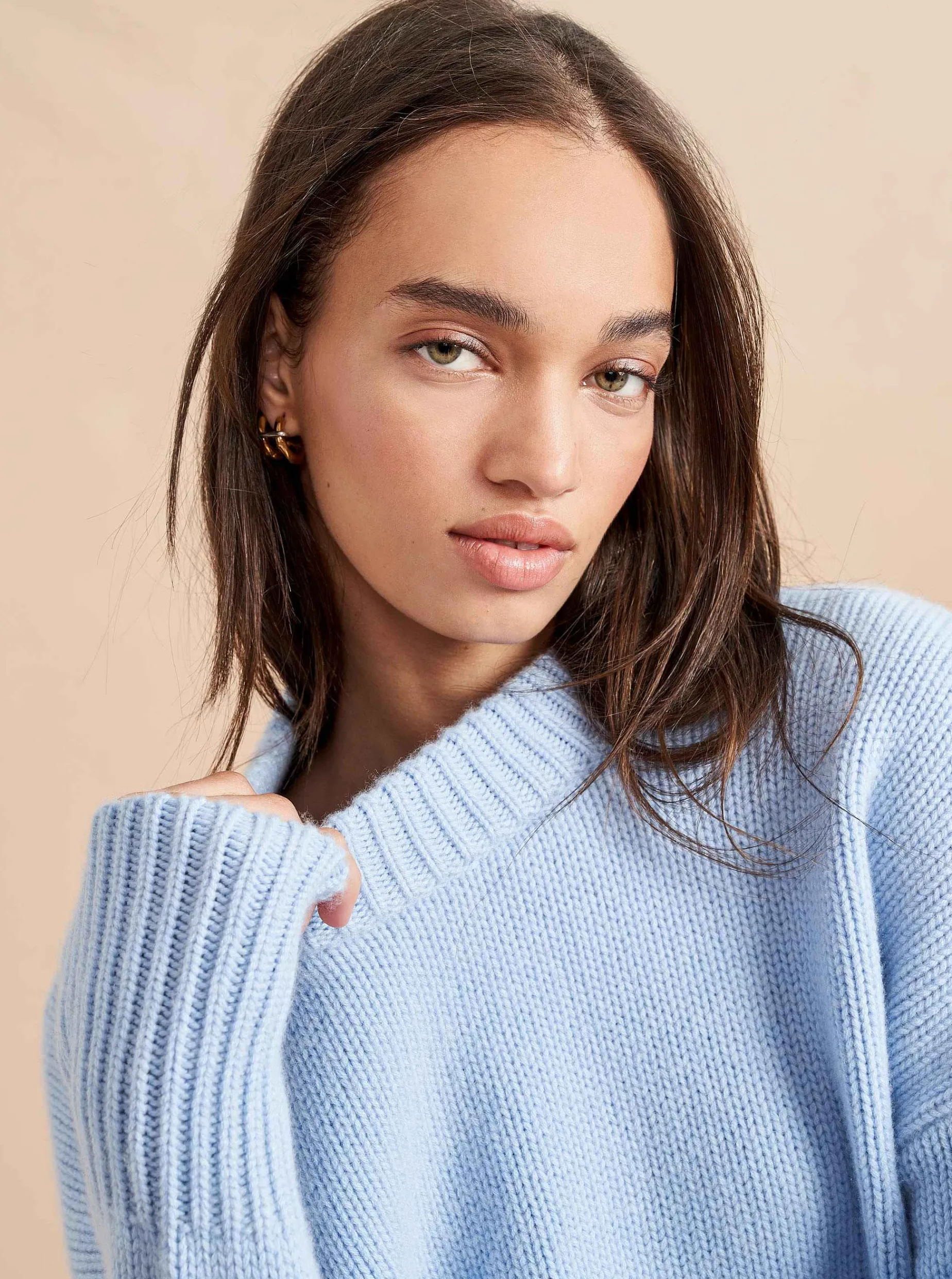 La Ligne Solid Marin Sweater Pale Blue Clearance