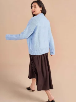 La Ligne Solid Marin Sweater Pale Blue Clearance