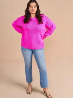 La Ligne Solid Marin Sweater Fuchsia Fashion