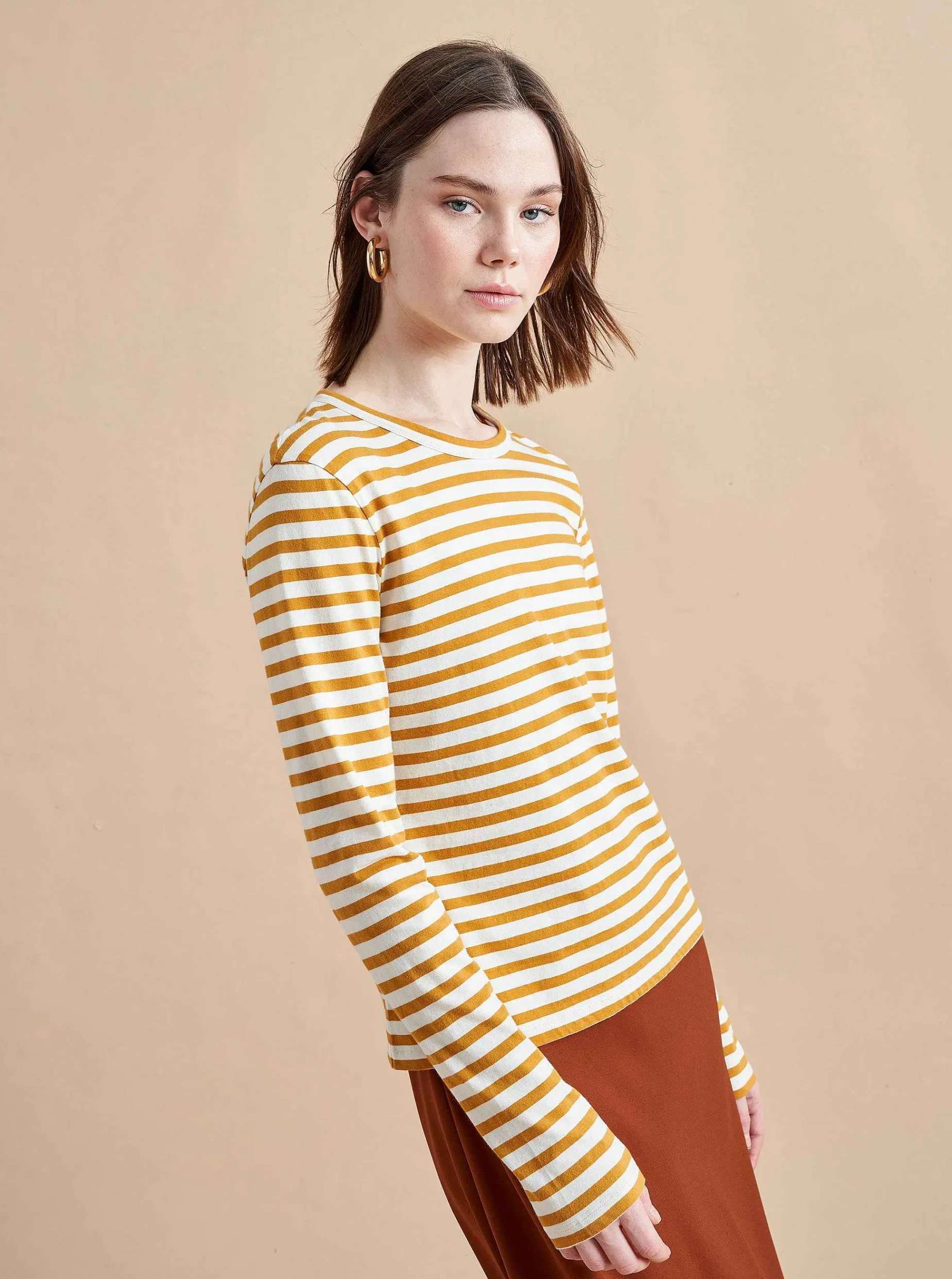La Ligne Striped Meredith Tee Cream/Mustard Hot