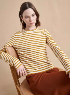 La Ligne Striped Meredith Tee Cream/Mustard Hot