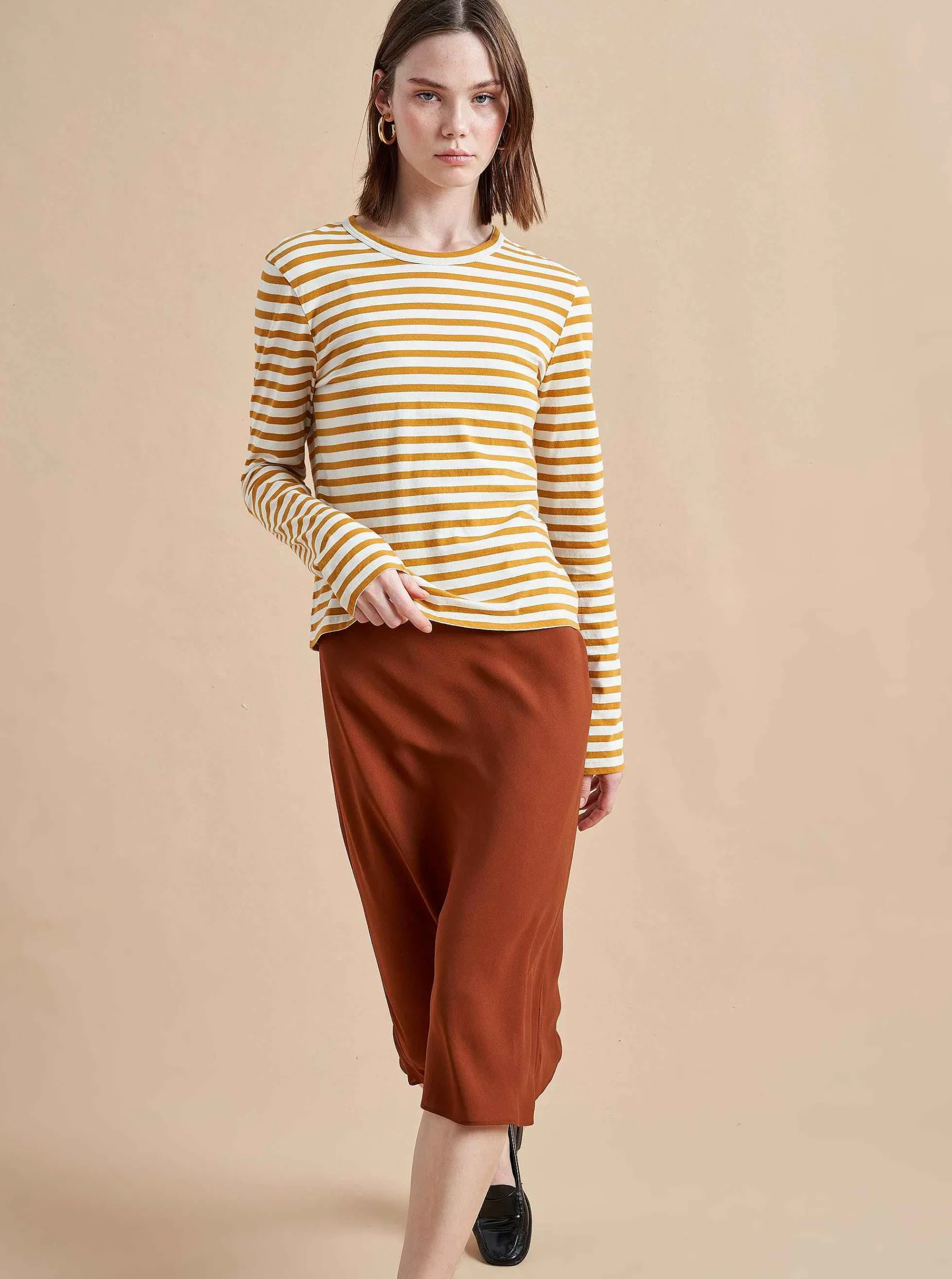 La Ligne Striped Meredith Tee Cream/Mustard Hot