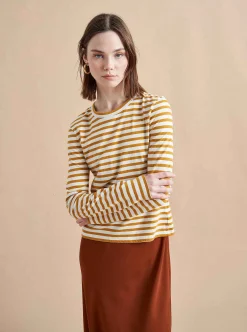 La Ligne Striped Meredith Tee Cream/Mustard Hot