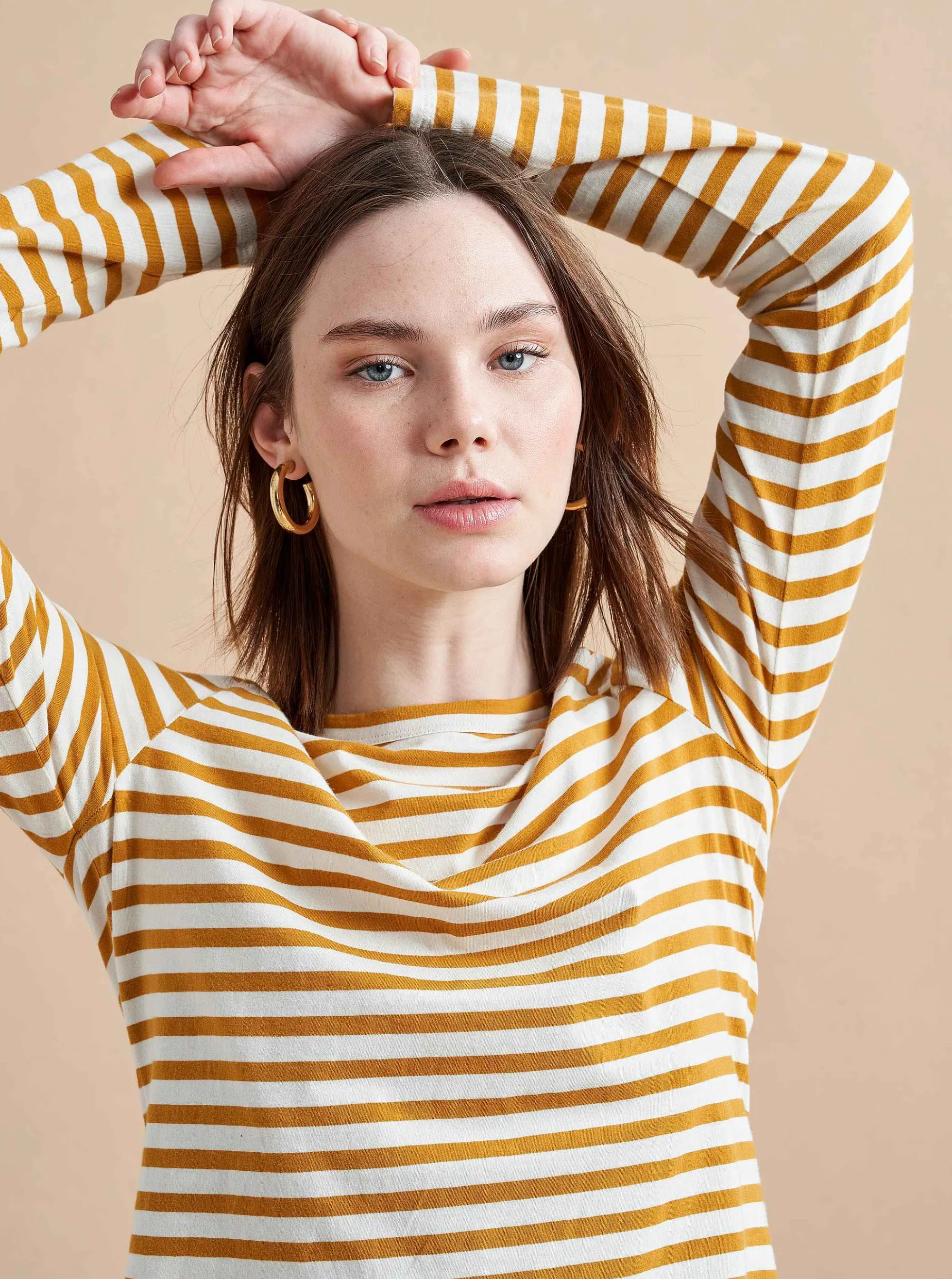 La Ligne Striped Meredith Tee Cream/Mustard Hot