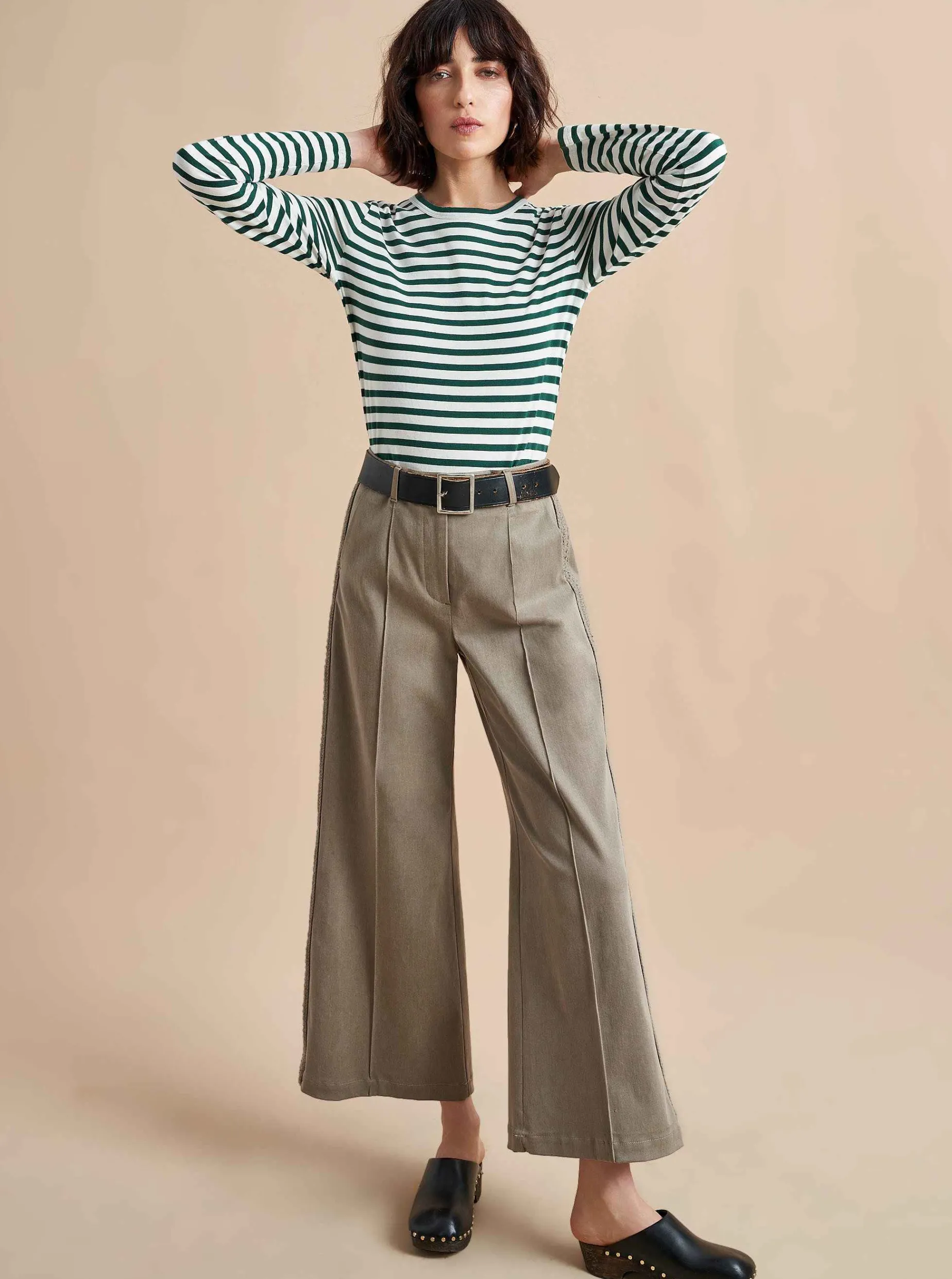 La Ligne Striped Meredith Tee Cream/Hunter Store