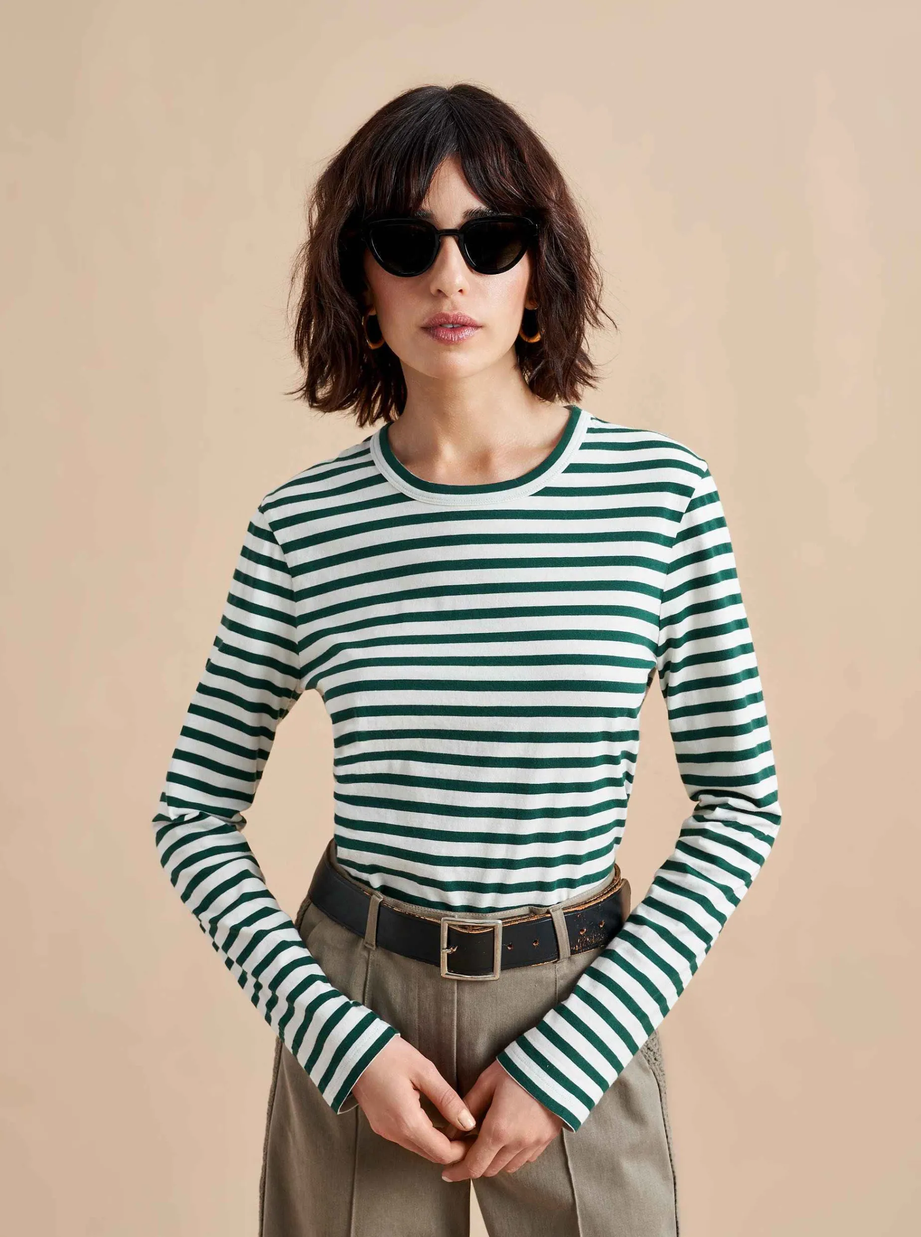 La Ligne Striped Meredith Tee Cream/Hunter Store