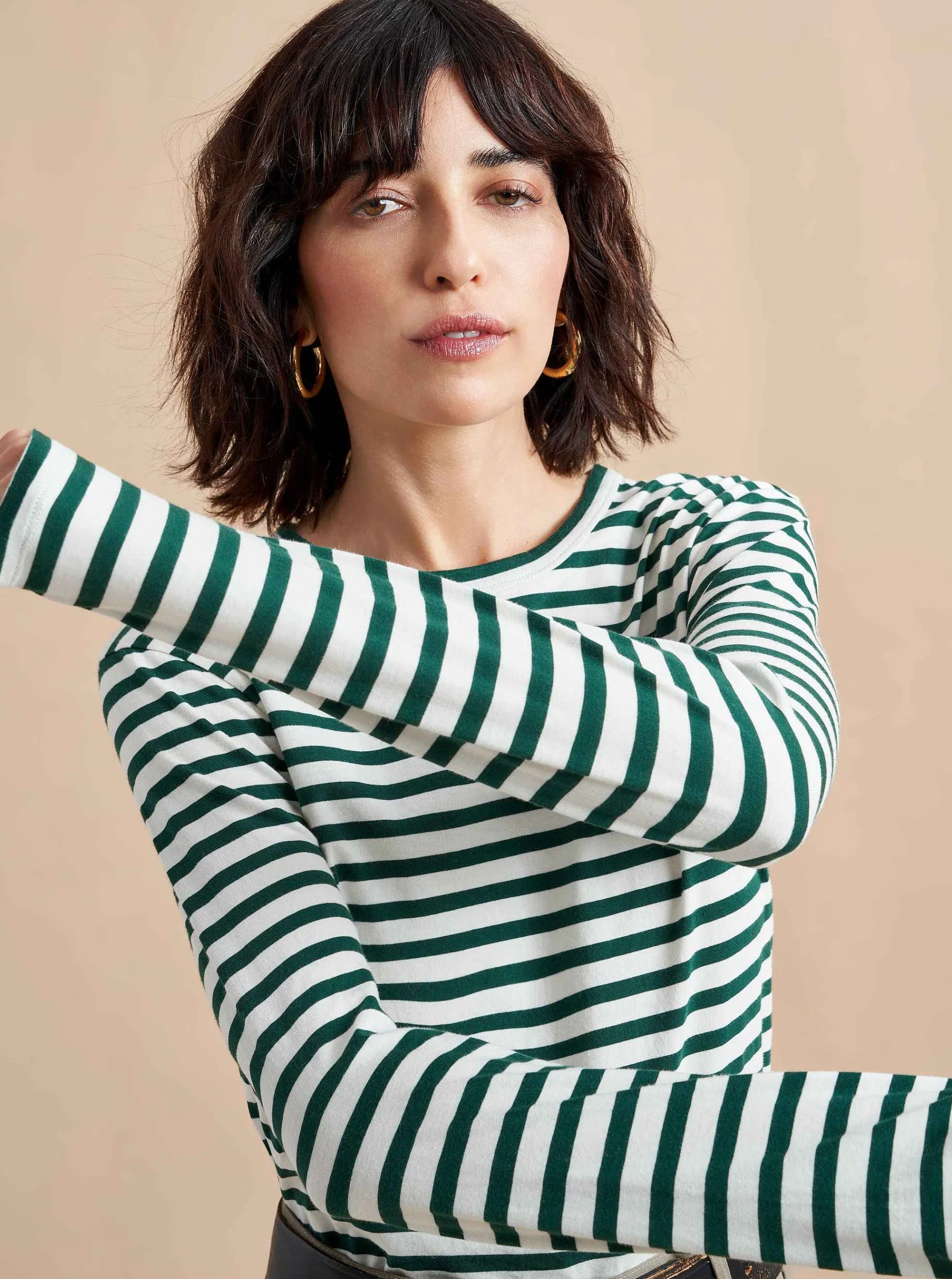 La Ligne Striped Meredith Tee Cream/Hunter Store