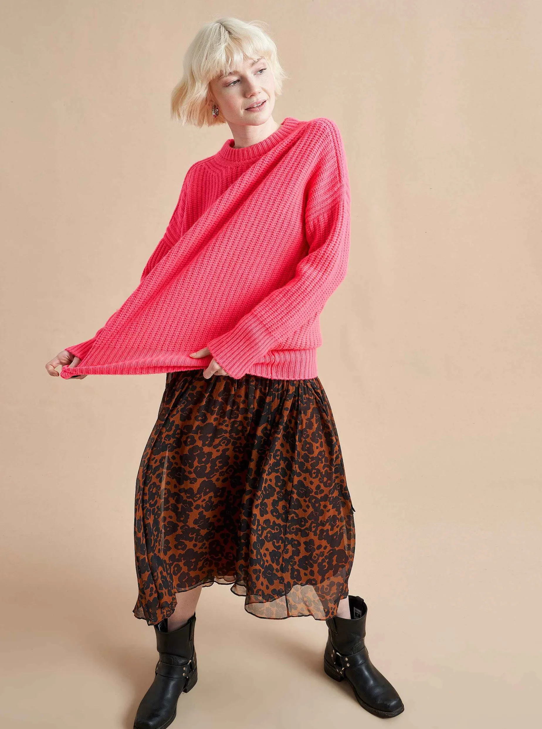 La Ligne Toujours Sweater Hot Pink New