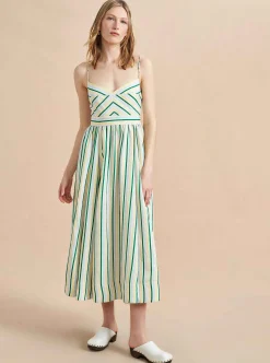 La Ligne Tracy Dress Green/Multi Flash Sale