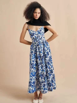 La Ligne Tracy Dress Cobalt/Floral Fashion