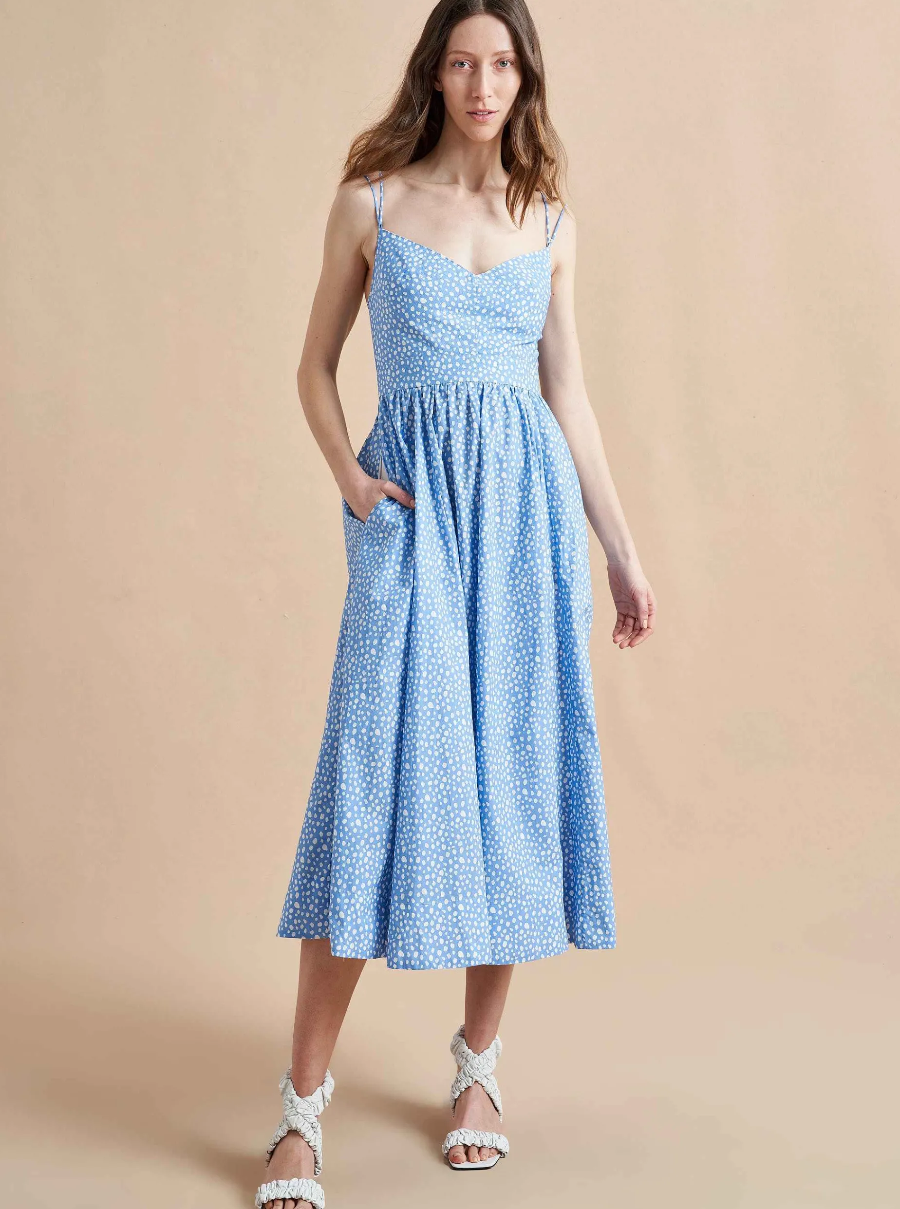 La Ligne Tracy Dress Cornflower Dot Best Sale