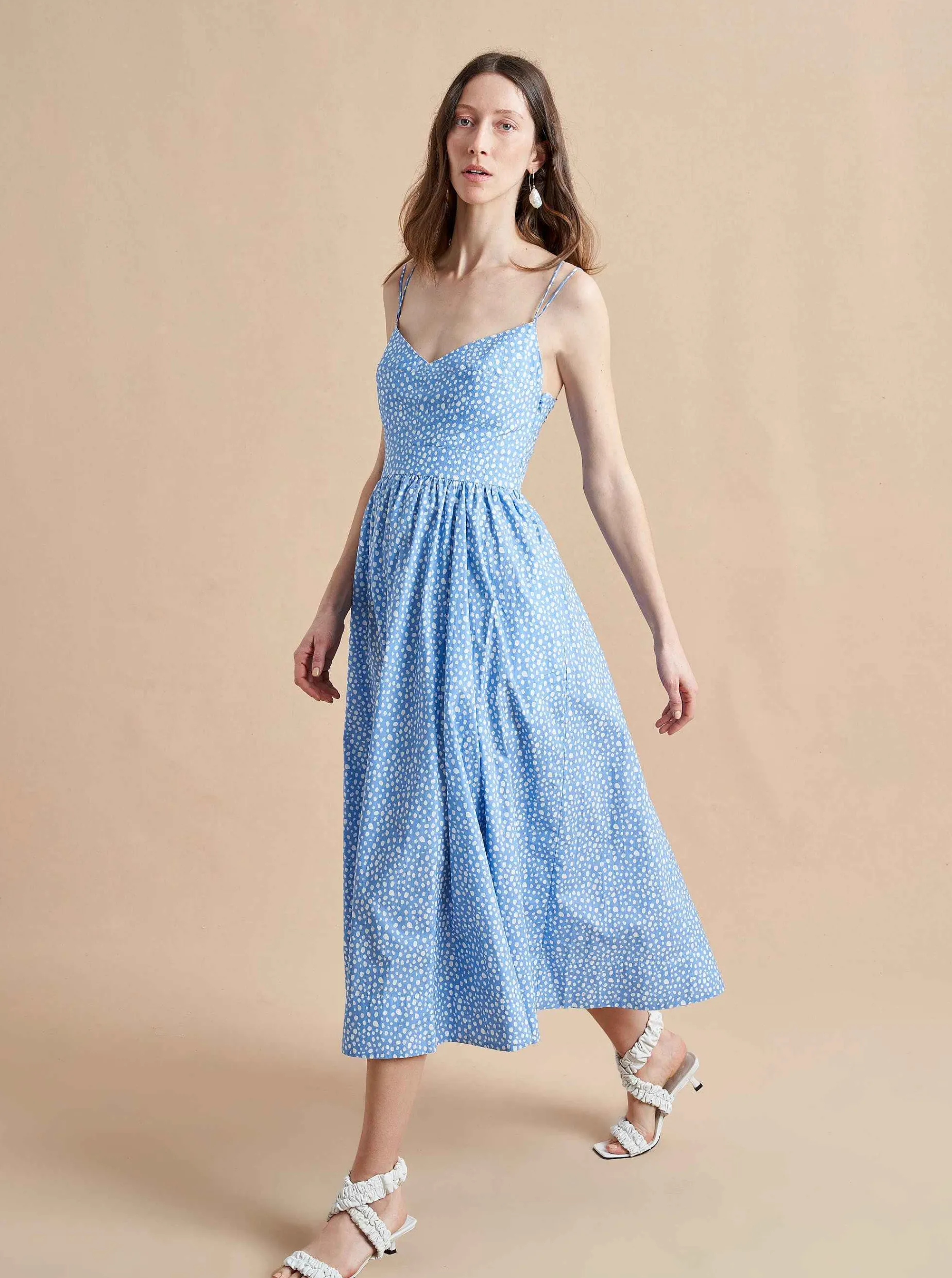 La Ligne Tracy Dress Cornflower Dot Best Sale