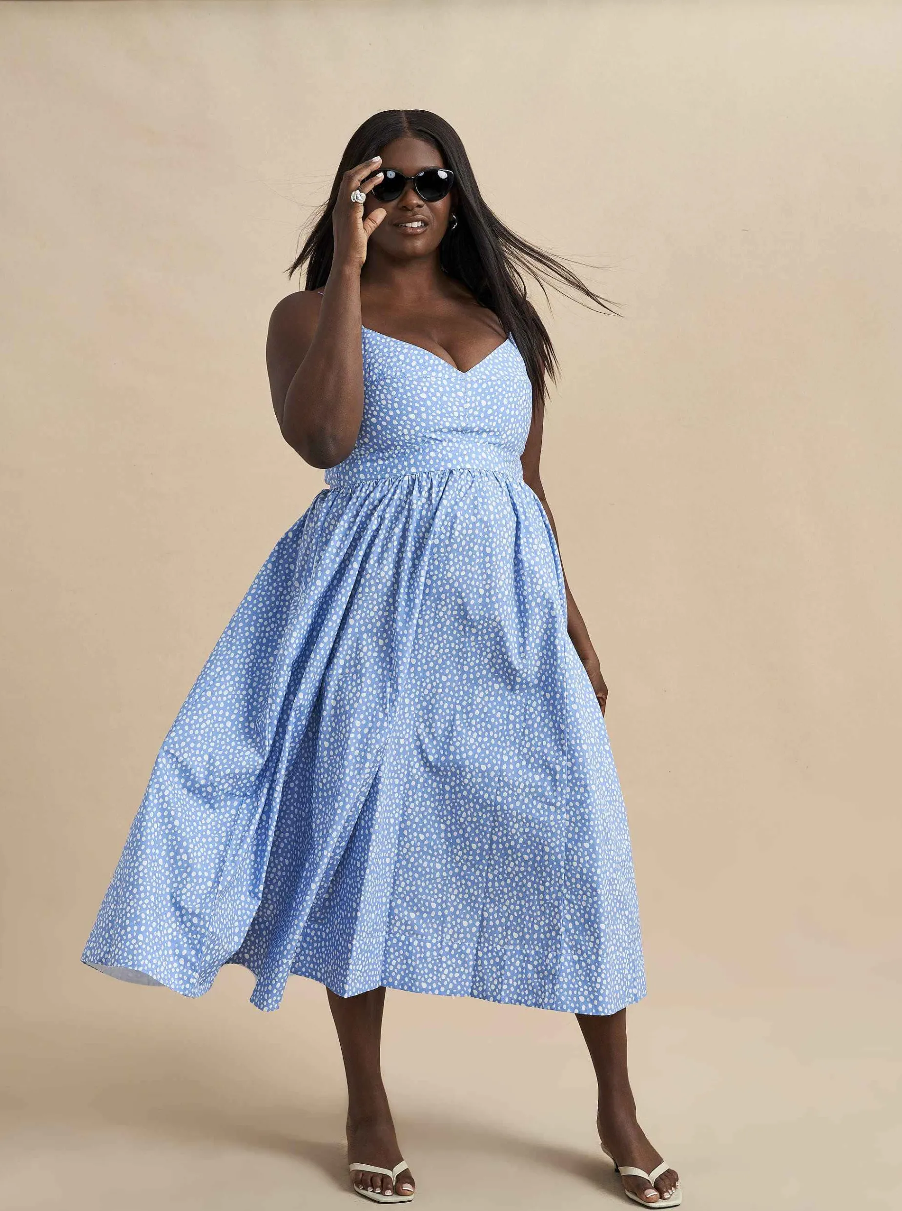 La Ligne Tracy Dress Cornflower Dot Best Sale