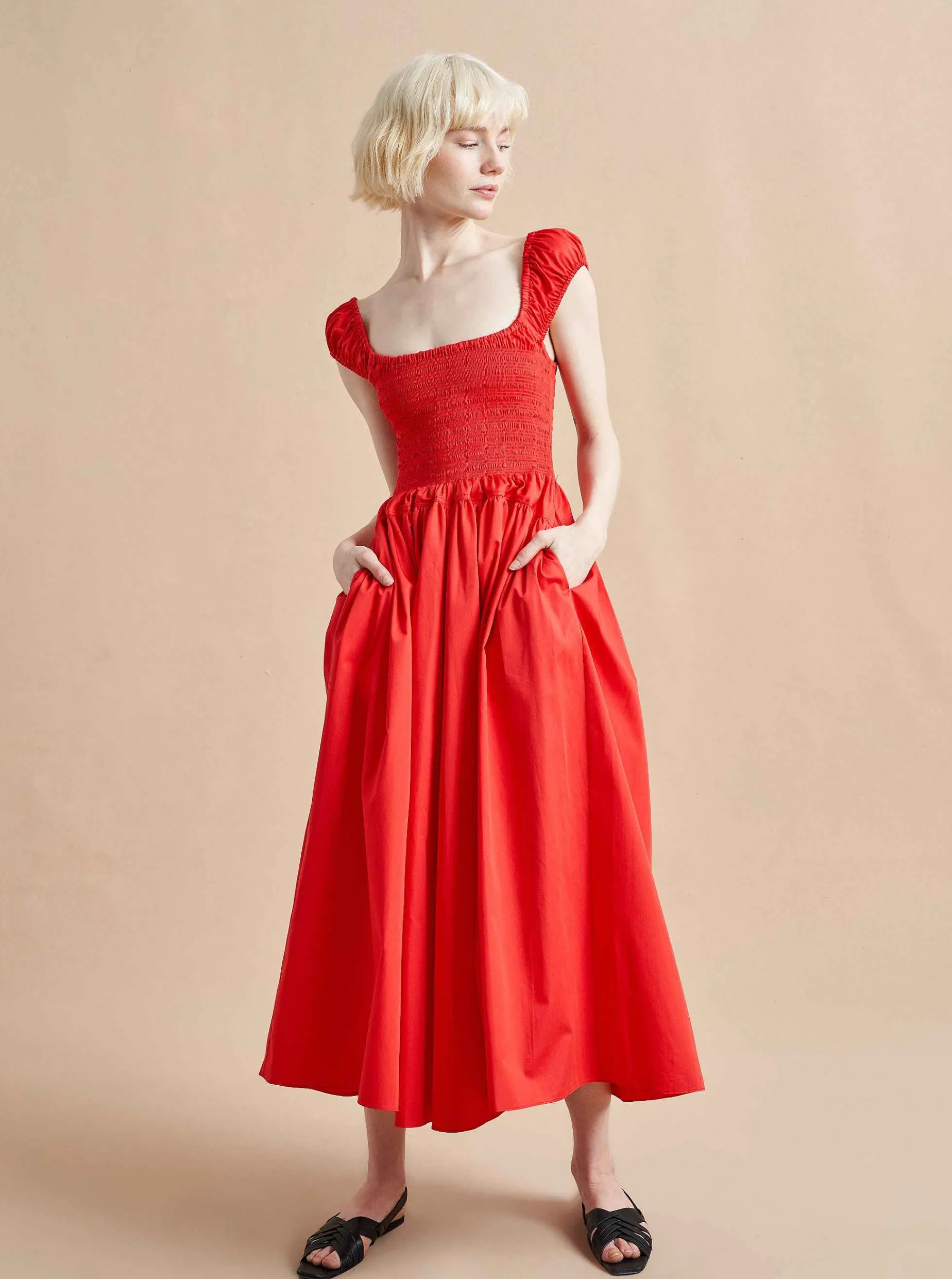 La Ligne Vivian Dress Poppy Hot