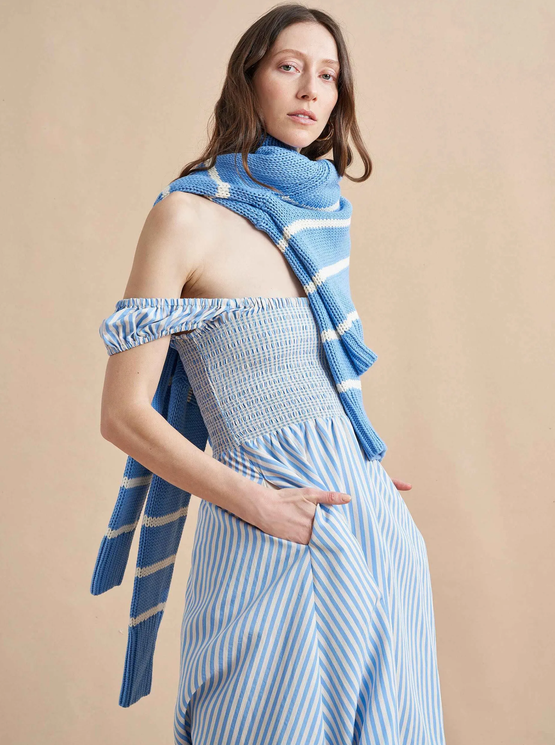La Ligne Vivian Dress Cornflower/Stripe Discount