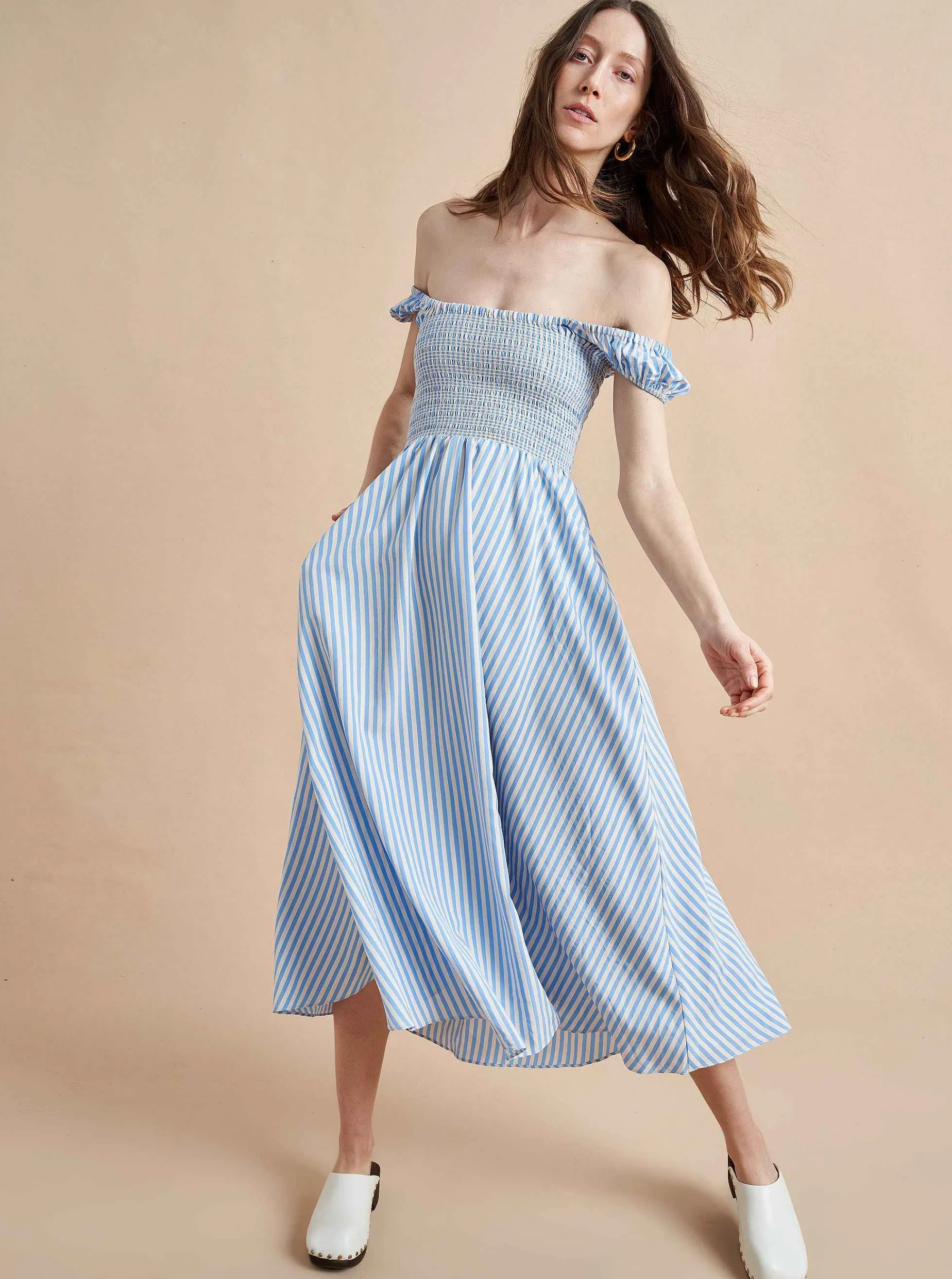 La Ligne Vivian Dress Cornflower/Stripe Discount