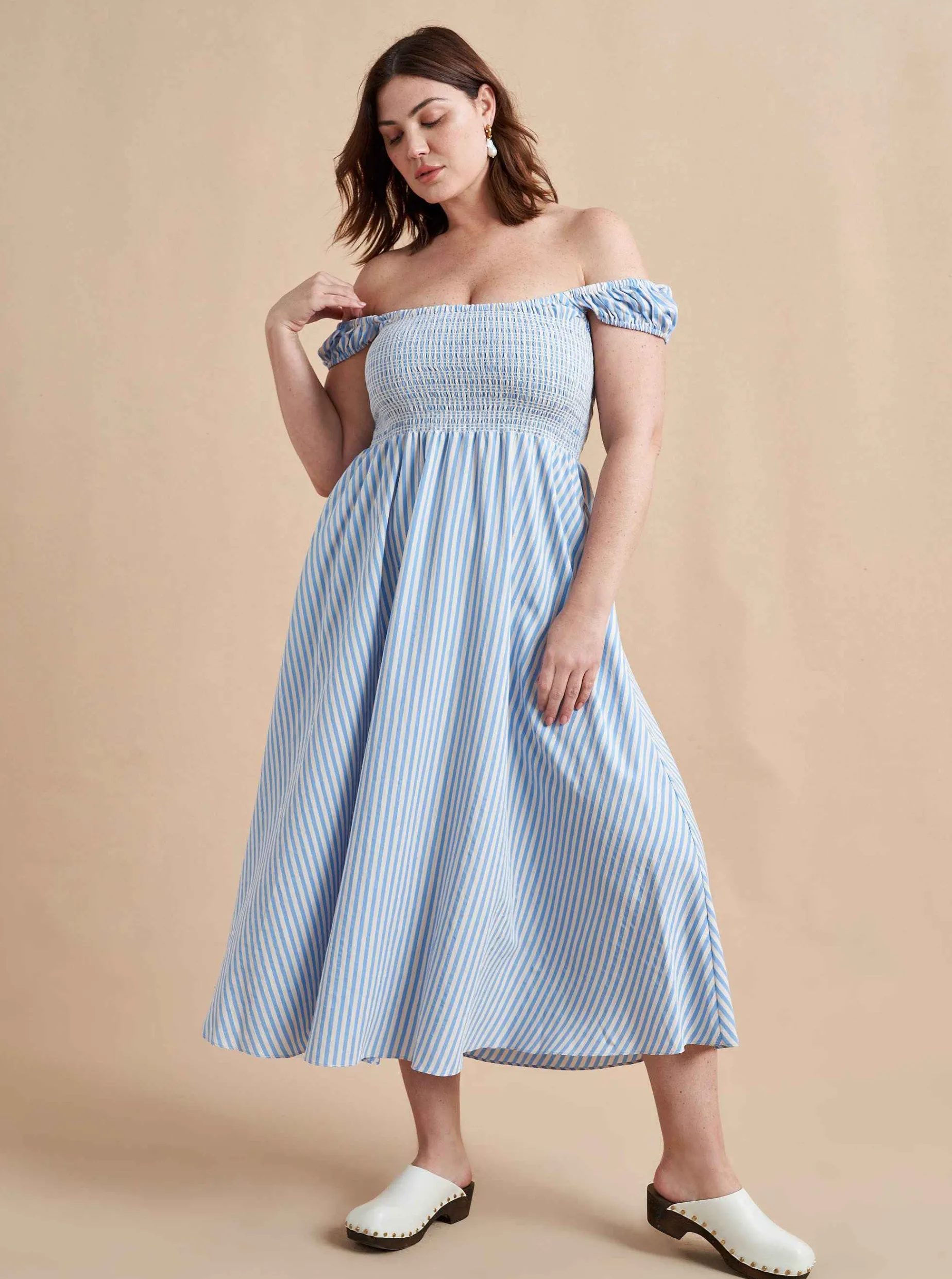 La Ligne Vivian Dress Cornflower/Stripe Discount